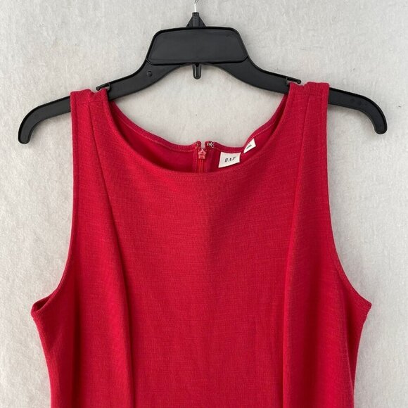 Gap Dress Womens 10 Red Trapeze Round Neck Sleeveless Swing Stretch A Line - Picture 2 of 8